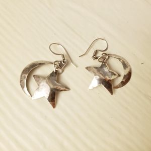 Sterling Silver Star & Moon Dangle Earrings